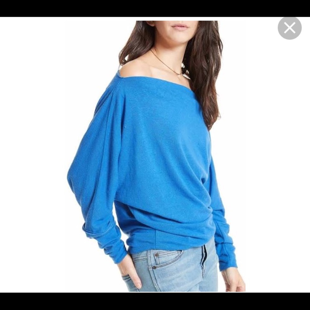 Free People Slouchy Valencia Top -Blue